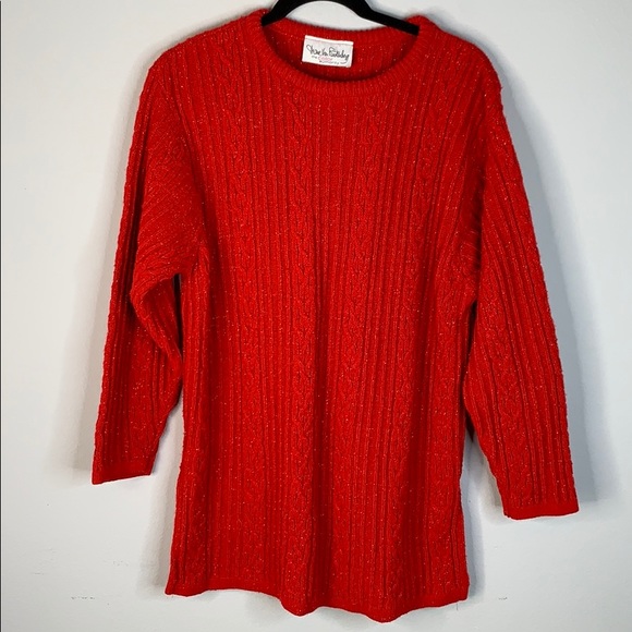 Diane Von Furstenberg Sweaters - Vintage DVF cable knit red glitter sweater M Diane von furstenberg